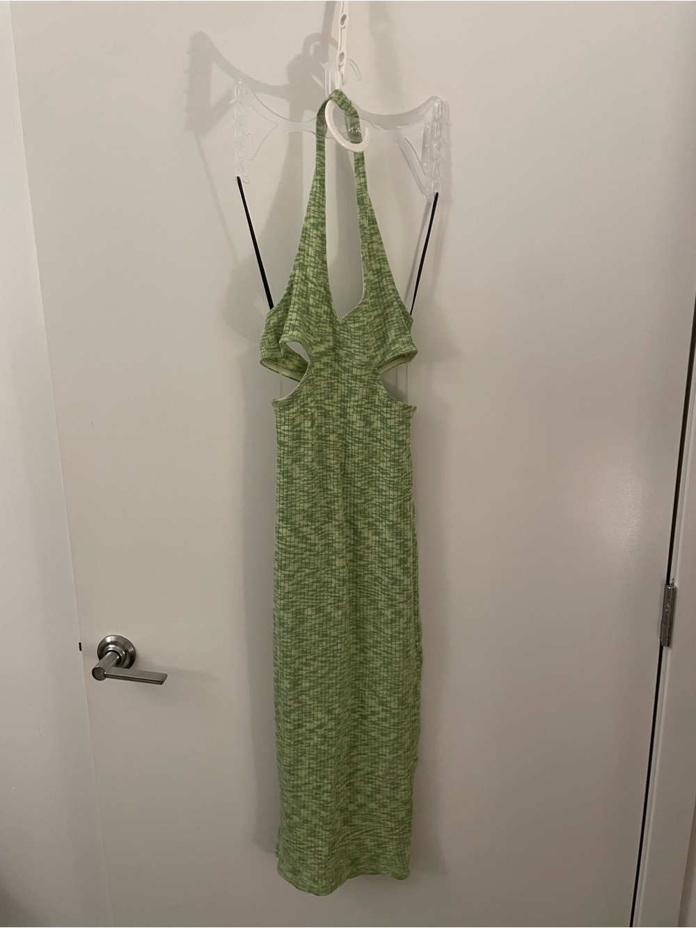 H&M Green Halter Cutout Knit Maxi Dress
